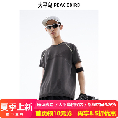 太平鸟男装季新款撞色缝线休闲T恤 B2CNE2A02