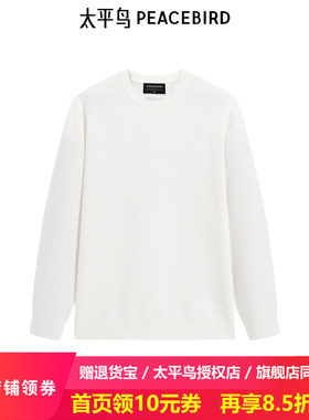 【商场同款】太平鸟男装纯色肌理毛衣春新款刺绣针织衫B1EBF1444