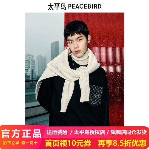 【商场同款】太平鸟男装 休闲卫衣抽带潮流阔版卫衣男 B2CRF1117