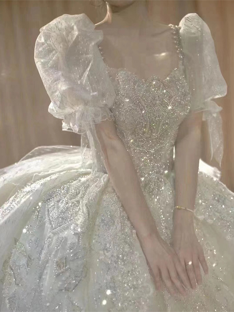 In the escape princess wedding dress 2024 new bride main ya go out to welcome French light wedding dress small high -level texture In the escape princess wedding dress 2024 new bride main ya go out to welcome French light wedding dress small high -level texture