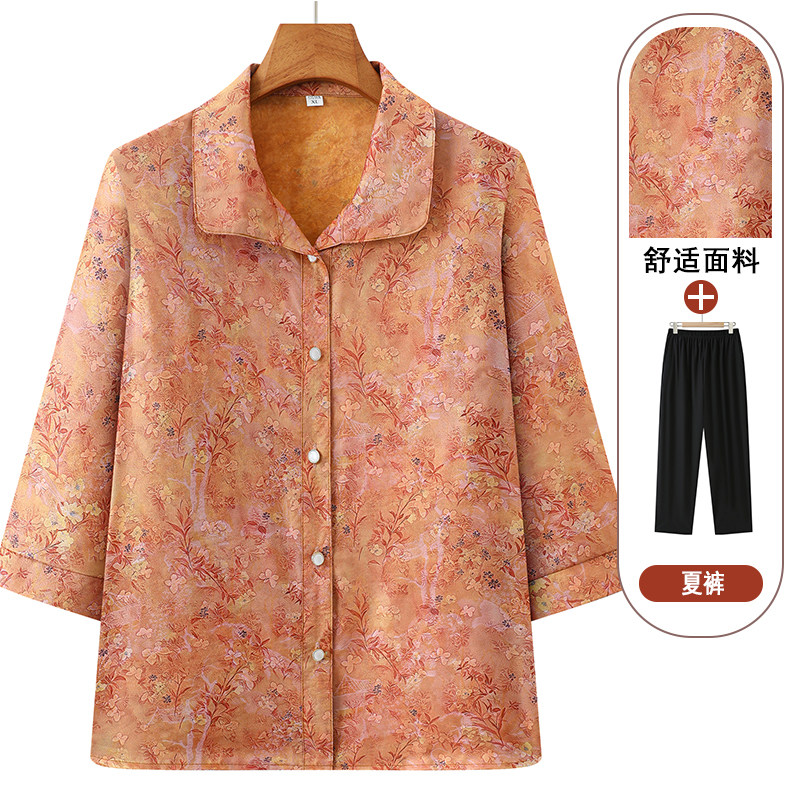 老年人夏装女妈妈小个子衬衫60岁70老太太老人衣服80奶奶春季上衣
