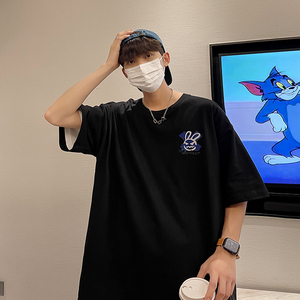 港风大码印花T恤新品男士宽松印花短袖大码圆领T恤XZ405-T05-P25图片