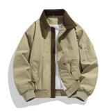 美式复古工装飞行夹克男春秋宽松休闲翻领棒球外套XZ405-JK02-P75，男装夹克，星座405