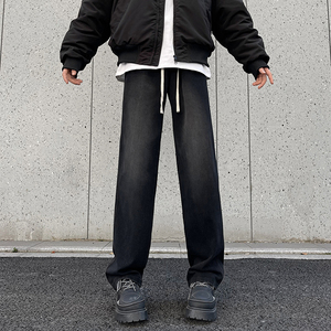 新款男牛仔裤宽松大码直筒长裤微喇潮牌牛仔裤XZ405-K125-P45图片