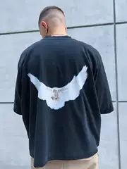 Heavyweight Washed Yeezy Kanye Kanye American High Street Fashion Brand Oversized Loose Peace Dove Short-Sleeve T-Shirt for Men