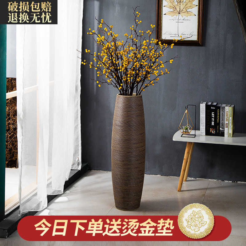 纯手工景德镇落地陶瓷大花瓶大摆件现代简约复古客厅家居酒店插花,家居饰品,花瓶,淘宝优惠券,粉丝福利购,淘宝优惠卷