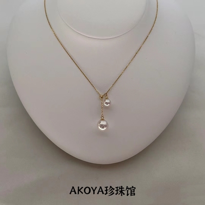 双珠可调节AKOYA吊坠18K金