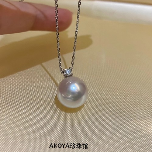 AKOYA戴妃款吊坠海水18K金钻石
