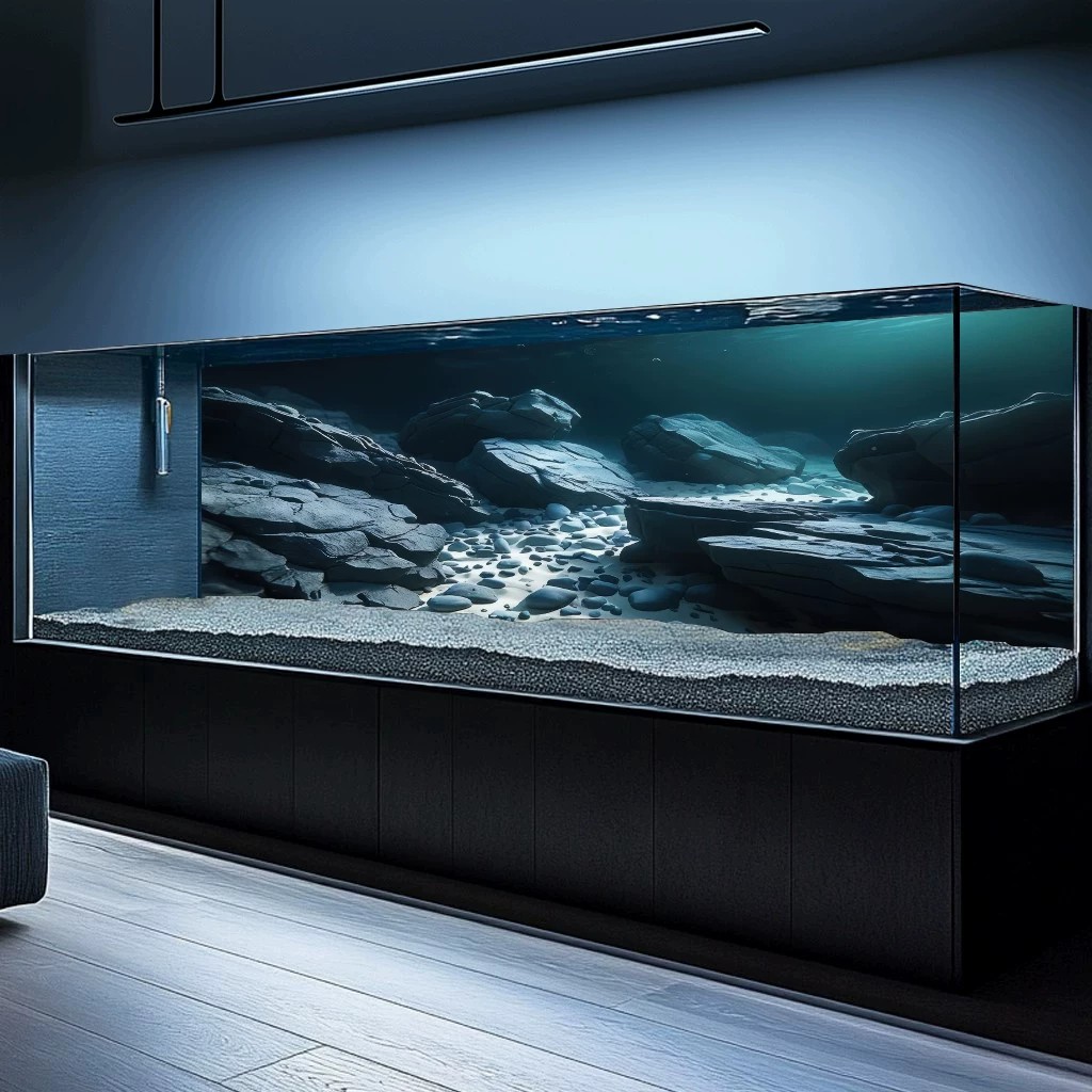 鱼缸背景贴纸3d立体高清图5d水族箱溪流缸岩石造景装饰画正胶壁纸
