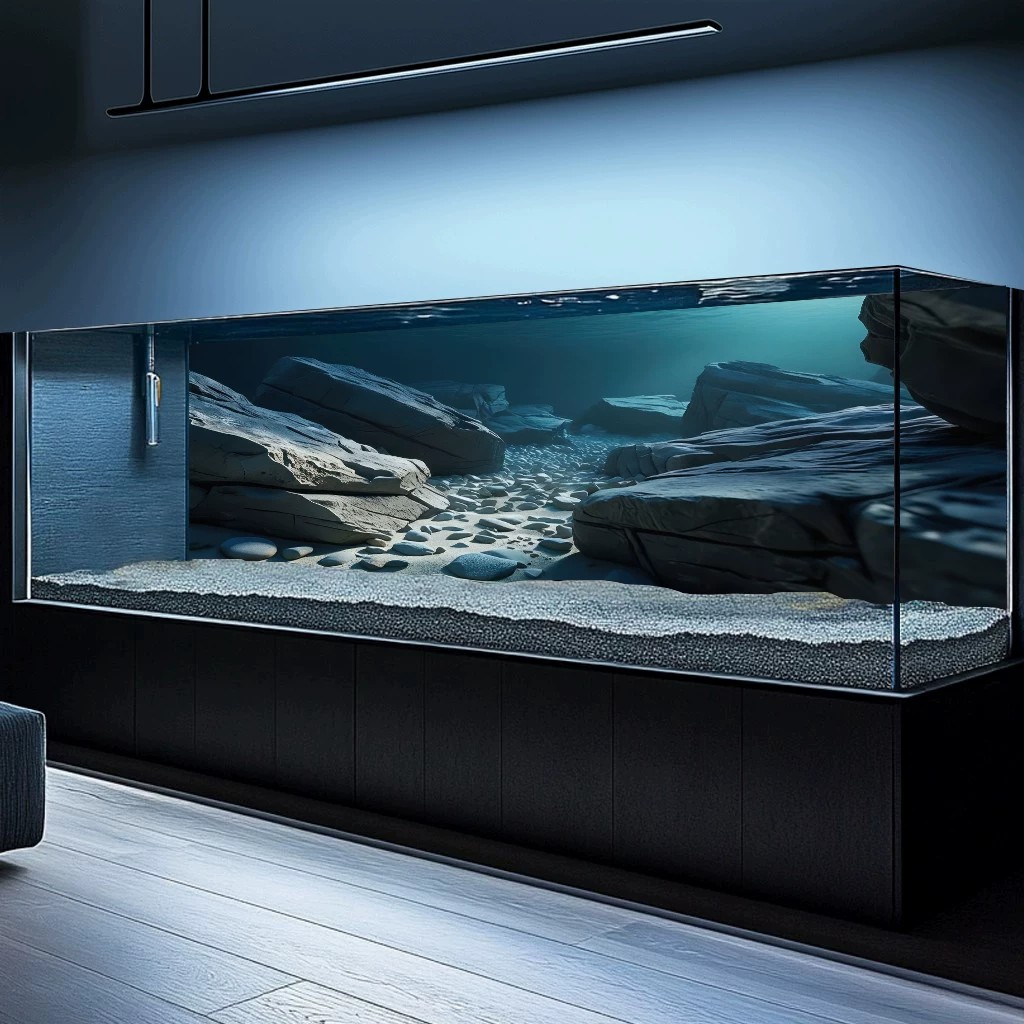 溪流缸岩石造景装饰画鱼缸背景贴纸3d立体高清图正胶5d水族箱壁纸