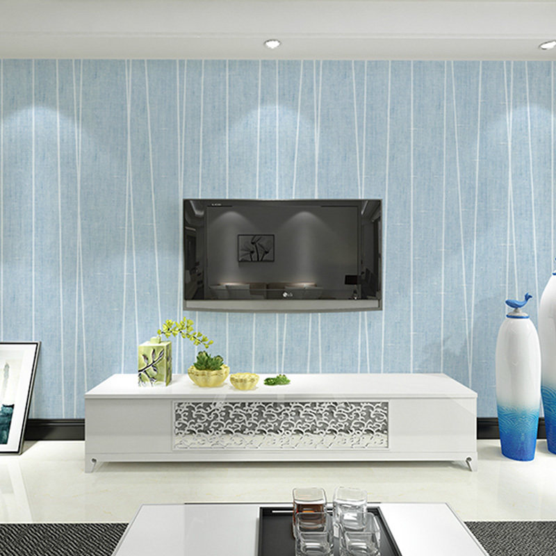 定制电视背景墙简约现代墙纸壁画北欧风格条纹影视墙壁纸客厅大气