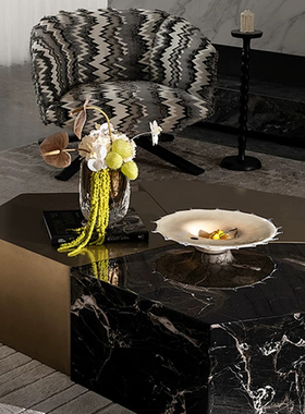 软装恒大意式极简样板间售楼处客厅茶几摆件创意花艺果盘装饰组合