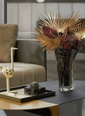 软装恒大现代轻奢样板房客厅茶几餐桌永生花摆件花瓶香薰组合装饰