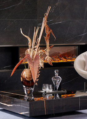 软装恒大轻奢样板间别墅花瓶摆件餐桌软装饰品高级感艺术玻璃花器