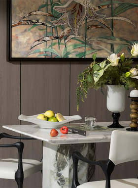 软装恒大现代中古风样板间餐厅黑白琉璃花器水果道具果盘创意摆件