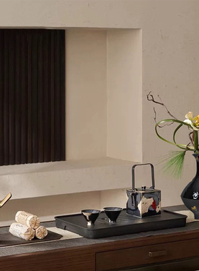 软装恒大新中式样板间茶室洽谈室桌面茶具摆件茶道具茶盘软装组合