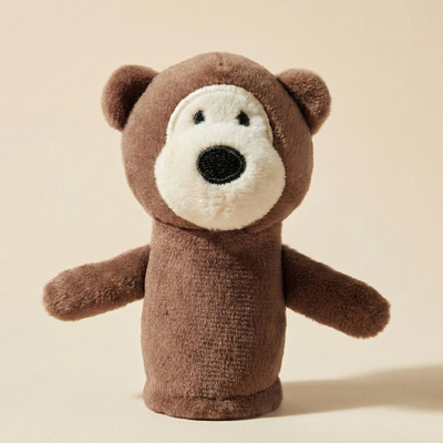 正版棕色熊泰迪熊手指玩偶教具