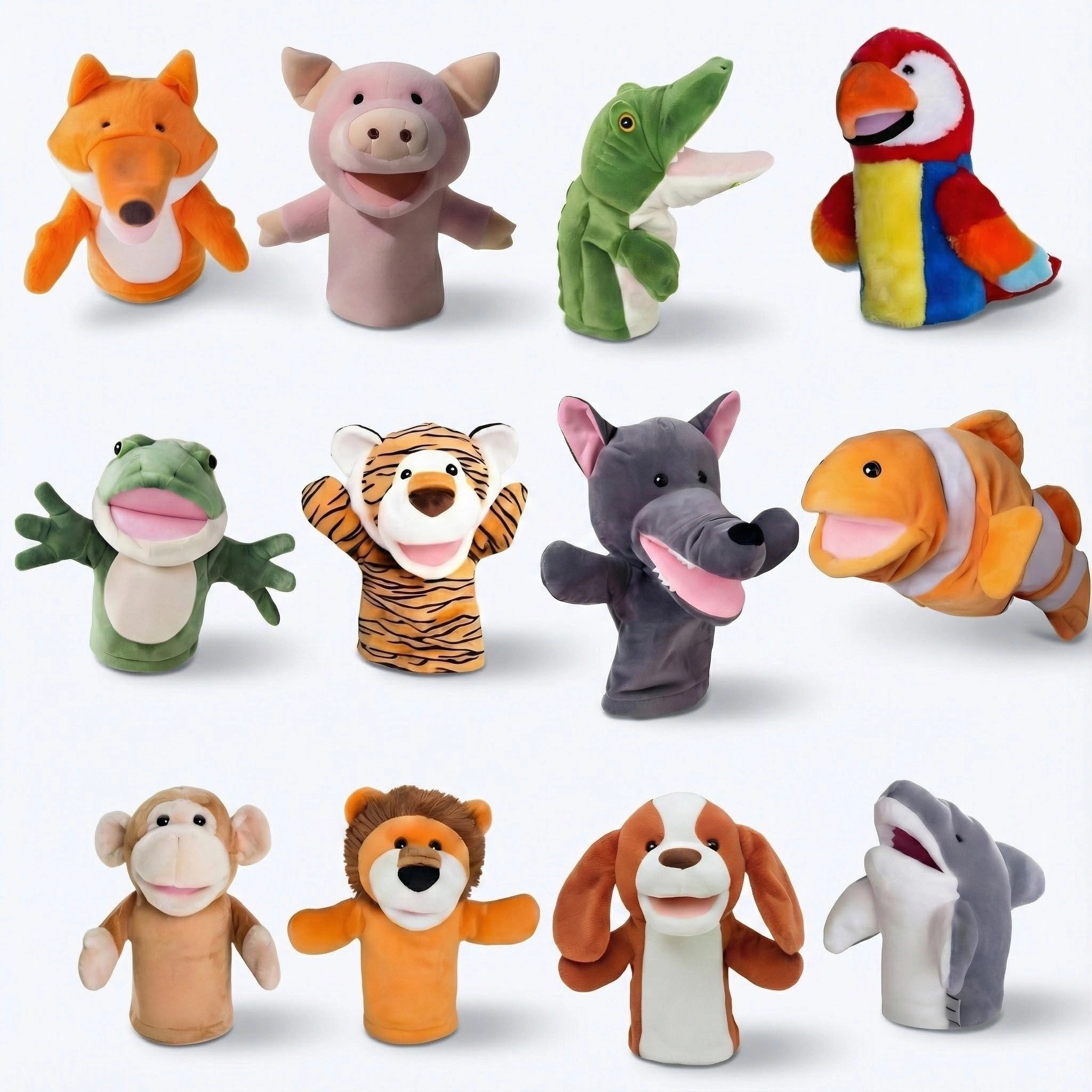 狐狸老虎狮子鲨鱼猴子狗幼儿园动物手偶手套嘴巴能动安抚套手玩偶,玩具/童车/益智/积木/模型,手偶/安抚玩偶,淘宝优惠券,粉丝福利购,淘宝优惠卷