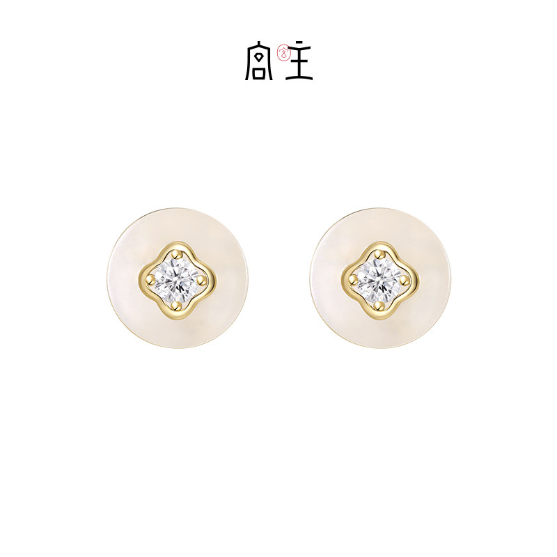 宫主圆满平安扣耳钉银和田玉女图片