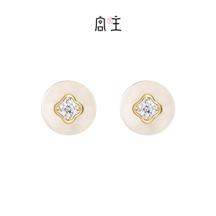 宫主圆满平安扣耳钉凝脂白和田玉女国风高级礼物耳饰