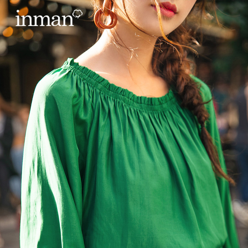 茵曼特价清仓胖mm衬衫女设计感小众2020夏装五分袖宽松圆领上衣潮