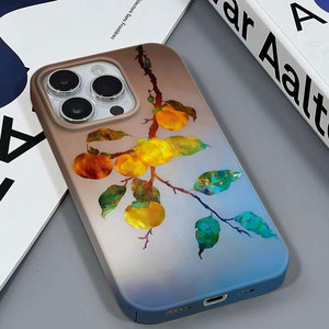 柿柿如意适用于苹果16/13MINI小众款韩国安卓华为NOVA12IQOO7VIVOY77E红米K60至尊三星A12亮面硬菲林壳手机壳