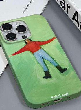 绿色仲夏适用于苹果16PLUS/XSMAX最新款韩国安卓IQOONEO8VIVOX200PRO红米NOTE12一加ACE2V亮面菲林硬壳手机壳