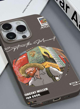 油画梵高适用于苹果16/12MINI高档韩国安卓IQOOZ6VIVOX100PRO红米NOTE14PROPLUS三星A12包按键硬菲林壳手机壳