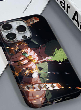 横版索隆适用于苹果16PROMAX/15PRO高级感学生党安卓IQOOZ3VIVOY300PRO红米K40S小米12S包按键菲林硬壳手机壳