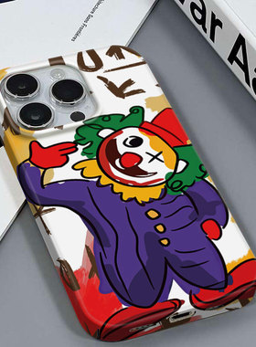歪头小丑适用于苹果16PRO/X可爱韩国安卓华为NOVA12IQOO11PROVIVOX50红米K60ULTRA三星A14光面菲林硬壳手机壳