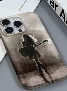 吉他少女适用于苹果16PRO/13PROMAX情侣创意安卓畅享60XIQOOZ5VIVOY200红米NOTE14三星A34光面菲林硬壳手机壳