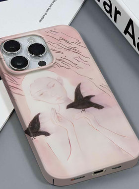 心灵静养适用于苹果16PRO/13PROMAX情侣款好看安卓REALMEV60IQOO11PROVIVOS18E红米K70至尊三星A53菲林手机壳