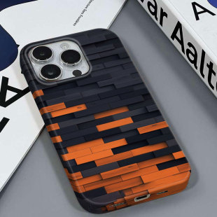 橙蓝木纹适用于苹果16PRO/14PROMAX小众款气质安卓IQOONEO3VIVOy31s5G版国内红米NOTE11SE三星A21S菲林手机壳