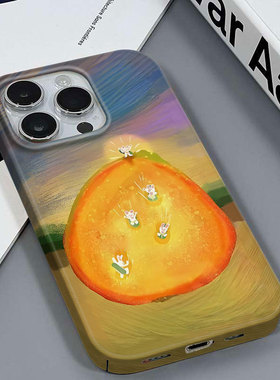 兔子柠檬适用于苹果16/13PRO高档清新安卓OPPOA92020IQOOS10PROVIVOY73S红米K40S三星A04S镜面硬菲林壳手机壳
