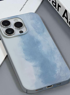 壳渲染蓝适用于苹果16/14网红壳创意安卓REALMEV60IQOO12PROVIVOY200I红米K50电竞三星S23光面硬菲林壳手机壳