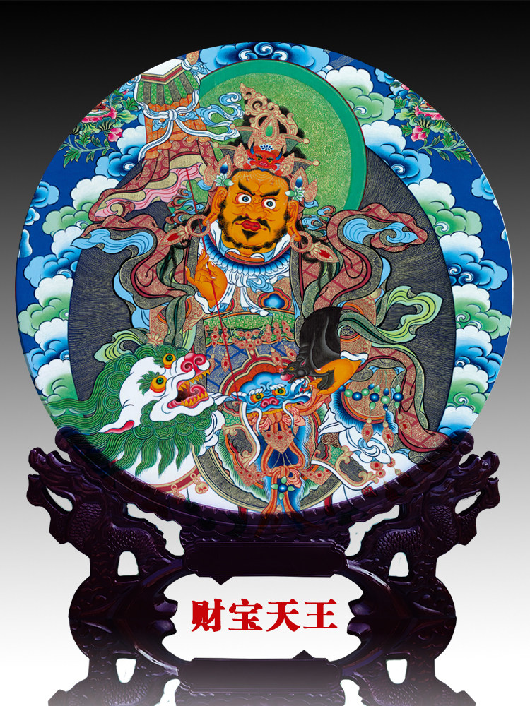 데스크탑 장식품 THANGKA 티베트어 보석 새로운 중국 스타일의 모조 도자기 거실 타운 하우스 룸 고급 멜라민 안티 가을 골동품 접시