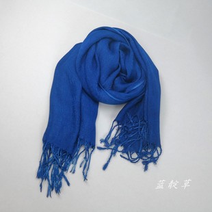 贵州蜡染围巾定制纯蓝色靛蓝草板蓝根染色非遗工艺提花纹 包邮