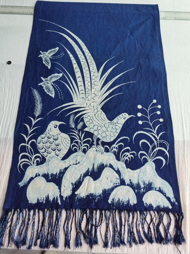 蜡染壁挂锦鸡纹红腹锦鸡靛蓝蜡染植物染非遗工艺礼物礼品装饰文创