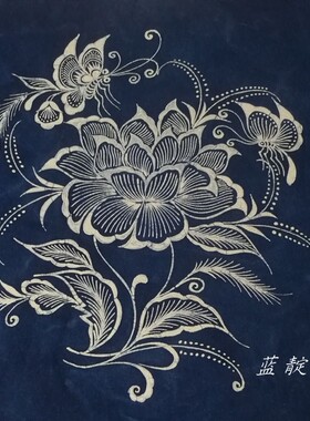 蜡染布艺定制花卉图案抱枕面料桌布桌旗杯垫茶席饭席板蓝根染色