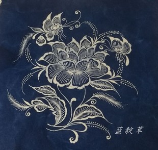 蜡染布艺定制花卉图案抱枕面料桌布桌旗杯垫茶席饭席板蓝根染色