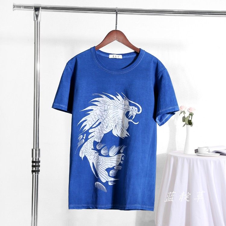 蜡染T恤定制手工植物蓝染非遗工艺工服活动毕服同学会服定做包邮