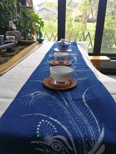 贵州丹寨蜡染茶旗桌旗茶席定制文创文艺中国风手工板蓝根植物蓝染