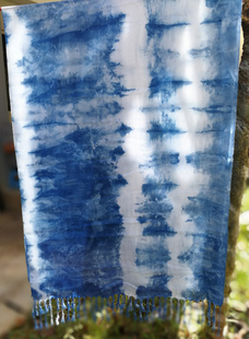 贵州扎染围巾蓝染植物染板蓝根染料蓝靛泥各种扎染代加工定制定做