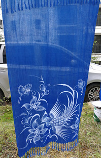 贵州丹寨苗族蜡染围巾定制绵绸蓝染板蓝根围巾非遗礼物礼品带礼盒