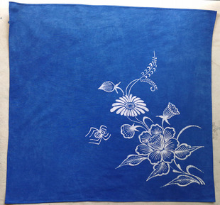 丹寨蜡染方巾定制棉手工制作板蓝根植物染蓝染厂家定制特色礼物