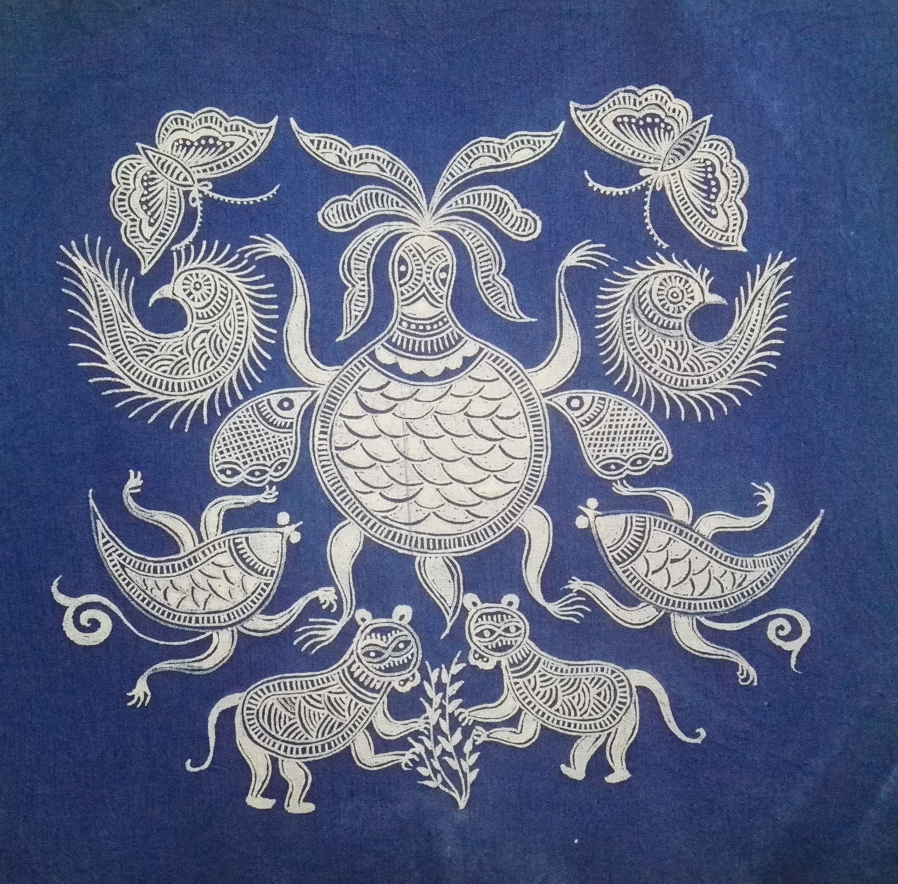 蜡染蜡画定制丹寨噶闹手工蜡染艺品坊苗族蜡染龟鸟鱼蝴蝶文创设计