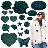 自粘布贴羽绒服补丁贴皮衣台布包包装 饰修补破洞贴花全刺绣贴组合