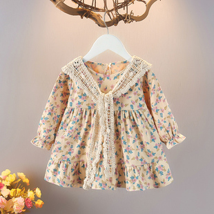 女童秋装碎花裙子2024洋气新款秋天小女孩婴儿春秋季女宝宝公主裙