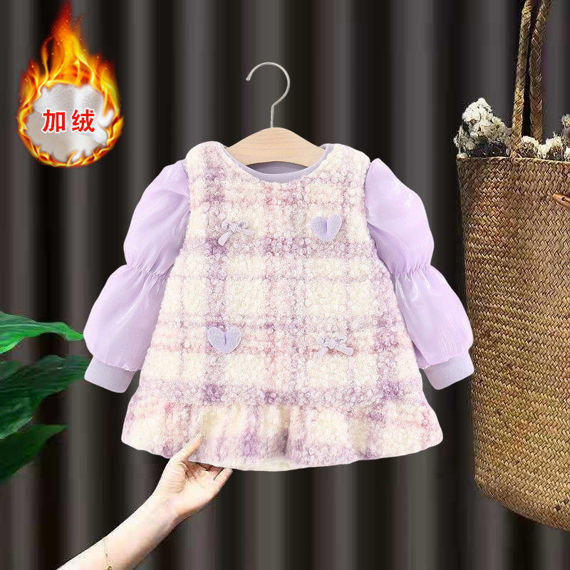 周岁女宝礼服婴儿公主裙套装洋气女童小香风加绒连衣裙女孩背心裙