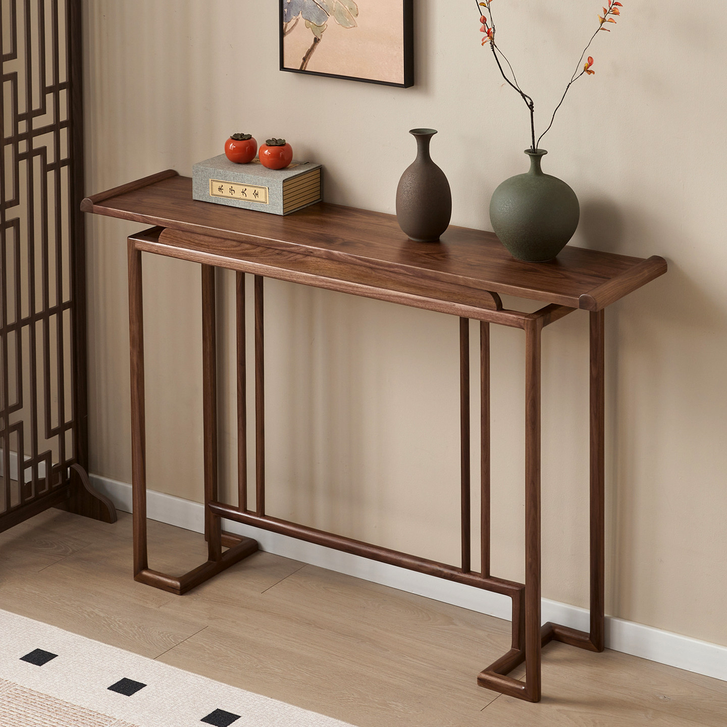 新中式黑胡桃木条案实木入户玄关台宋氏美学禅意端景靠墙中堂供桌